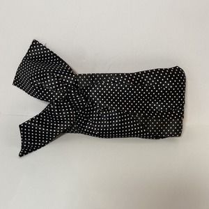 Steve Madden Clutch Bag Satin Zip Purse Bow Polka Dot Retro Gem Ball Zipper Pull